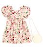 Color:Natural - Image 3 - Big Girls 7-16 Puffed-Sleeve Floral-Printed Empire Waist Dress