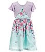 Color:Lavender - Image 1 - Big Girls 7-16 Short Flutter Sleeve Solid Knit Cardigan & Reverse Floral Border Dress