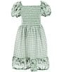 Color:Sage - Image 1 - Big Girls 7-16 Short-Sleeve Embroidered/Checked Peasant Dress