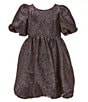 Color:Purple - Image 1 - Big Girls 7-16 Short Sleeve Metallic Bubble-Skirted Fit-And-Flare Dress