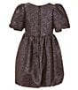 Color:Purple - Image 2 - Big Girls 7-16 Short Sleeve Metallic Bubble-Skirted Fit-And-Flare Dress