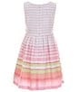 Color:Pink - Image 4 - Big Girls 7-16 Short Sleeve Solid Cardigan & Multi Stripe Dress