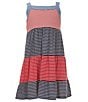 Color:Red - Image 1 - Big Girls 7-16 Sleeveless Americana Striped Tiered Dress
