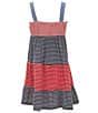 Color:Red - Image 2 - Big Girls 7-16 Sleeveless Americana Striped Tiered Dress