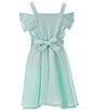 Color:Aqua - Image 2 - Big Girls 7-16 Sleeveless Bow-Accented Knit Fit-And-Flare Dress