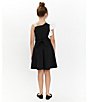Color:Black - Image 4 - Big Girls 7-16 Contrast-Sleeve Bow-Shoulder Fit-And-Flare Dress
