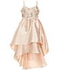 Bonnie Jean Big Girls Sleeveless Embroidered Corset-Bodice/Extreme-High-Low Skirted Mikado Ballgown, Color:Taupe - Image 1