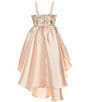 Bonnie Jean Big Girls Sleeveless Embroidered Corset-Bodice/Extreme-High-Low Skirted Mikado Ballgown, Color:Taupe - Image 2