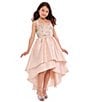 Bonnie Jean Big Girls Sleeveless Embroidered Corset-Bodice/Extreme-High-Low Skirted Mikado Ballgown, Color:Taupe - Image 3