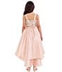 Bonnie Jean Big Girls Sleeveless Embroidered Corset-Bodice/Extreme-High-Low Skirted Mikado Ballgown, Color:Taupe - Image 4