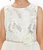 Color:Ivory - Image 3 - Big Girls 7-16 Sleeveless Embroidered Sequin Fit-And-Flare Dress