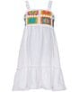 Bonnie Jean Big Girls Sleeveless Geometric-Crocheted-Bodice Gauze Empire Waist Dress, Color:White - Image 1