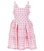 Color:Pink - Image 1 - Big Girls 7-16 Sleeveless Gingham-Checked Seersucker Fit-And-Flare Dress