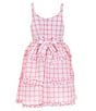 Color:Pink - Image 2 - Big Girls 7-16 Sleeveless Gingham-Checked Seersucker Fit-And-Flare Dress