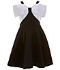 Color:Black/White - Image 1 - Big Girls 7-16 Sleeveless Knit Bow Front Bodice Skater Dress