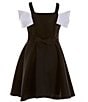 Color:Black/White - Image 2 - Big Girls 7-16 Sleeveless Knit Bow Front Bodice Skater Dress