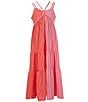 Color:Pink - Image 1 - Big Girls 7-16 Sleeveless Mixed-Stripe/Color Block Maxi Dress