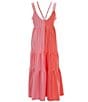 Color:Pink - Image 2 - Big Girls 7-16 Sleeveless Mixed-Stripe/Color Block Maxi Dress