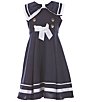 Color:Navy - Image 1 - Big Girls 7-16 Sleeveless Nautical-Inspired Fit-And-Flare Dress