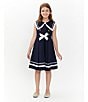 Color:Navy - Image 3 - Big Girls 7-16 Sleeveless Nautical-Inspired Fit-And-Flare Dress