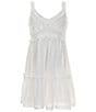 Color:White - Image 1 - Big Girls 7-16 Sleeveless Ruched Chiffon Fit & Flare Dress