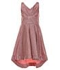 Color:Pink - Image 1 - Big Girls 7-16 Sleeveless Sparkle-Knit Fit-And-Flare Dress