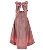 Color:Pink - Image 2 - Big Girls 7-16 Sleeveless Sparkle-Knit Fit-And-Flare Dress