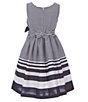 Color:Navy - Image 2 - Big Girls 7-16 Sleeveless Striped Nautical Fit-And-Flare Dress