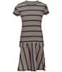 Bonnie Jean Big Girls Long-Sleeve Happy Cardigan Sweater & Short-Sleeve Horizontal/Vertical-Striped Rib-Knit Drop-Waist Dress, Color:Multi - Image 3