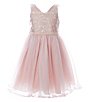 Color:Peach - Image 1 - Little Girls 2T-6X Shoulder Bow Tie Embroidered Dress