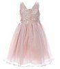 Color:Peach - Image 2 - Little Girls 2T-6X Shoulder Bow Tie Embroidered Dress