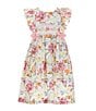 Color:Multi - Image 1 - Little Girls 2T-6X Floral/Butterfly-Printed Fit-And-Flare Dress