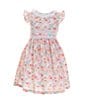 Color:Pink - Image 1 - Little Girls 2T-6X Flutter-Sleeve Bunny-Printed Poplin Fit-And-Flare Dress