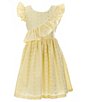 Color:Yellow - Image 2 - Little Girls 2T-6X Flutter-Sleeve Eyelet-Embroidered Fit-And-Flare Dress