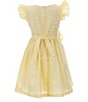 Color:Yellow - Image 3 - Little Girls 2T-6X Flutter-Sleeve Eyelet-Embroidered Fit-And-Flare Dress