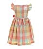 Color:Multi - Image 2 - Little Girls 2T-6X Flutter Sleeved Plaid Pull Through Ribbon And Bow Dress