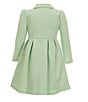 Color:Green - Image 3 - Little Girls 2T-6X Long Sleeve Textured Knit Collared Coat & Sleeveless Shantung Floral Dress Set