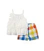 Color:Multi - Image 2 - Little Girls 2T-6X Patterned Top & Plaid Shorts Set