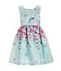 Color:Lavender - Image 3 - Little Girls 2T-6X Short Flutter Sleeve Solid Knit Cardigan & Reverse Floral Border Dress