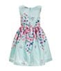 Color:Lavender - Image 4 - Little Girls 2T-6X Short Flutter Sleeve Solid Knit Cardigan & Reverse Floral Border Dress