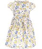 Color:Yellow - Image 2 - Little Girls 2T-6X Short-Sleeve Daisy/Bee Printed Fit-And-Flare Dress