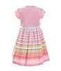 Color:Pink - Image 2 - Little Girls 2T-6X Short Sleeve Solid Cardigan & Multi Stripe Dress