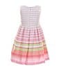 Color:Pink - Image 4 - Little Girls 2T-6X Short Sleeve Solid Cardigan & Multi Stripe Dress