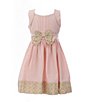 Color:Coral - Image 1 - Little Girls 2T-6X Sleeveless Border-Hem Fit-And Flare Dress And Straw Bag Set