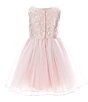 Color:Peachy/Pink - Image 2 - Little Girls 2T-6X Sleeveless Embroidered/Mesh-Overlay Skirted Fit-And-Flare Dress