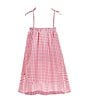 Color:Fuchsia - Image 2 - Little Girls 2T-6X Sleeveless Flamingo-Embroidered/Checked Dress