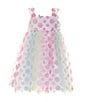 Color:Multi - Image 1 - Little Girls 2T-6X Sleeveless Floral Applique Fan-Front-Bodice Empire Waist Dress