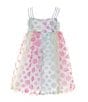 Color:Multi - Image 2 - Little Girls 2T-6X Sleeveless Floral Applique Fan-Front-Bodice Empire Waist Dress