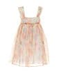 Color:Yellow - Image 2 - Little Girls 2T-6X Sleeveless Floral-Printed Mesh Empire-Waist Dress