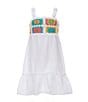 Bonnie Jean Little Girls Sleeveless Geometric-Crocheted-Bodice/Pleated Skirted Gauze Fit-And-Flare Dress, Color:White - Image 1